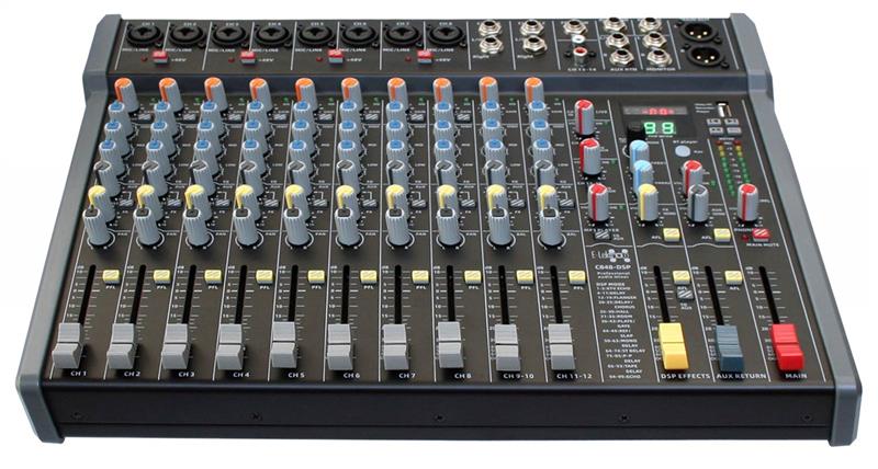 Studio Audio Mixer 16-Channel with Bluetooth USB Play Audio interface DSP effects C848
