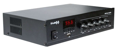 100v Mixer Amplifier Speaker Set with 6 Black Weatherproof ELA Speakers
