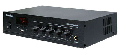 100v Mixer Amplifier Speaker Set with 6 Black Weatherproof ELA Speakers