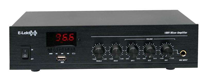 100v Mixer Amplifier Speaker Set with 6 Black Weatherproof ELA Speakers