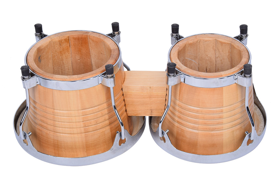 Bongo Drums Set Natural Hide and Timber Double 6.5 & 7.5 Inch