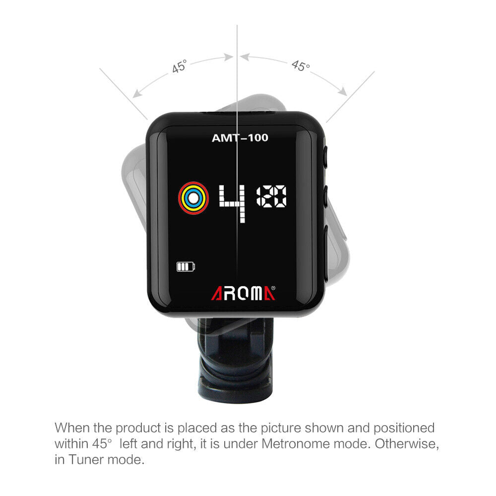 AROMA AMT-100 Tuner and Metronome Rechargeable Acoustic Guitar Violin Ukulele