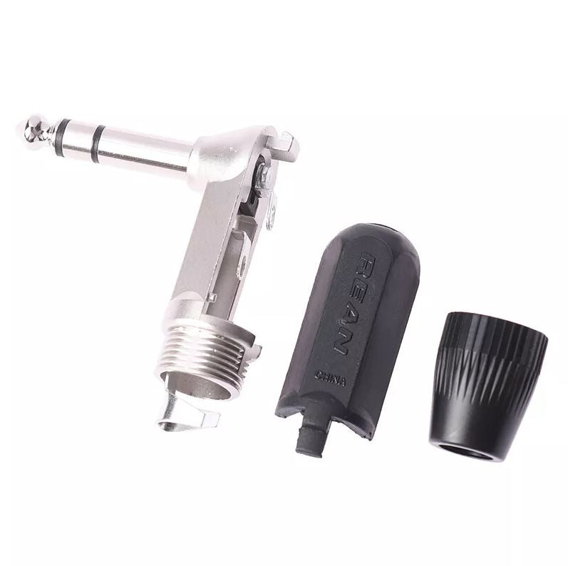 1/4" Guitar jack 6.35mm TS TRS 90° L-shaped Right Angle Plug Stereo or Mono Heavy Duty