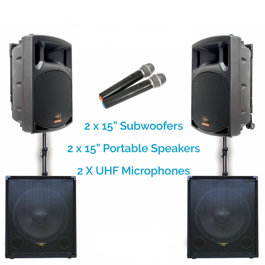 Sonic Boost Plus SAP 555 Bluetooth Vocal Bass Sound PA System UHF Mics and Pole
