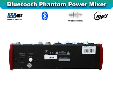 6 Channel Audio Mixer incl. USB Bluetooth Soundcard Phantom Power