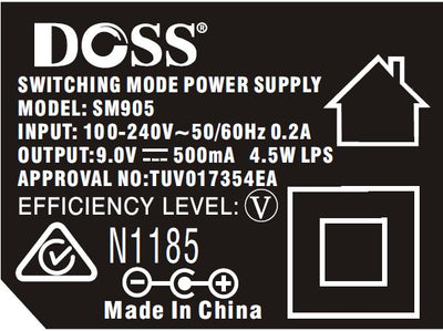 9V DC 500MA Power Supply Switch Mode 2.1MM For Guitar Effect pedal Interchangeable Polarity to Negative Center