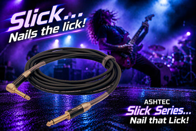 ASHTEC Slick Series Guitar Lead Instrument Cable Straight or Right Angled Jack