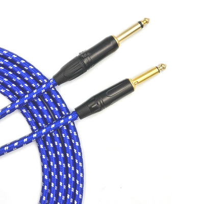 Australian Made Silent Guitar Lead Cable 1/4" 6.35mm Straight or Right Angle Black or Blue Tweed