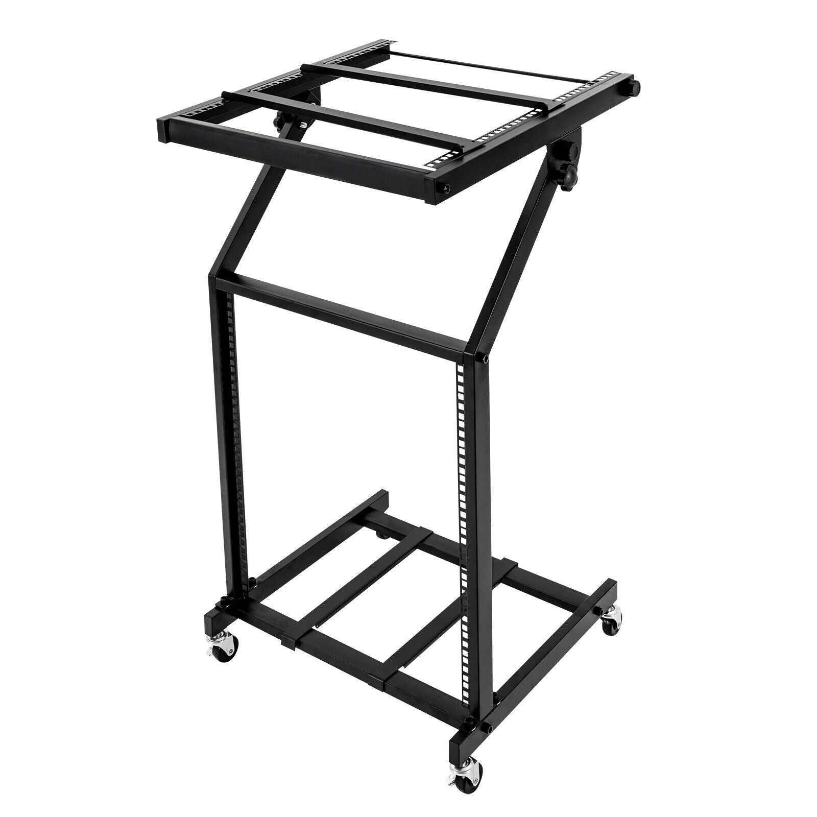 12U + 13U Studio Rolling 25U Rack Stand Cart for Mixer Music Booth DJ Lectern on wheels
