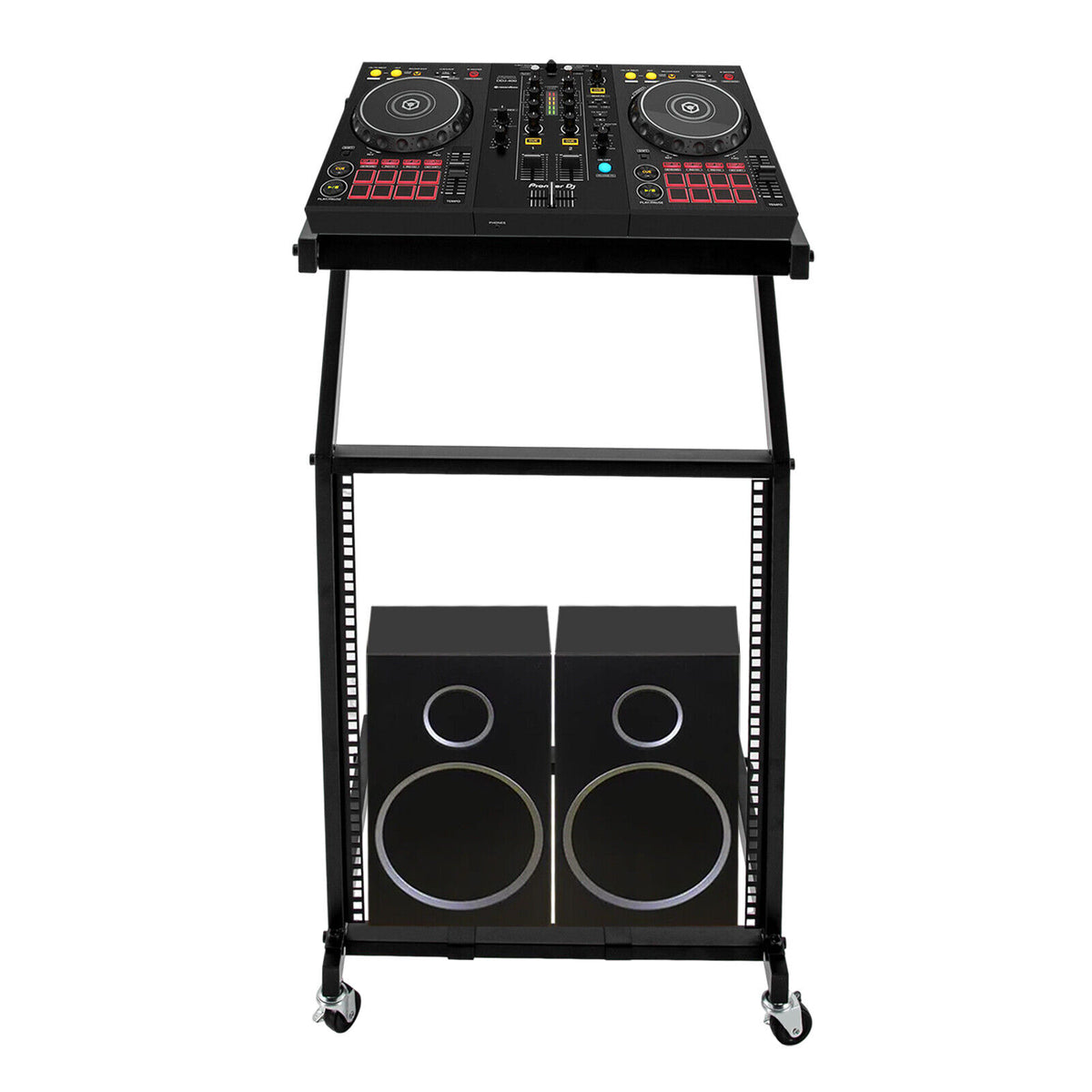 12U + 13U Studio Rolling Rack Stand Cart Mixer Music Booth DJ Lectern