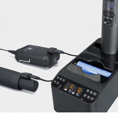 Professional rechargable digital UHF wireless microphone system with smart docking station.