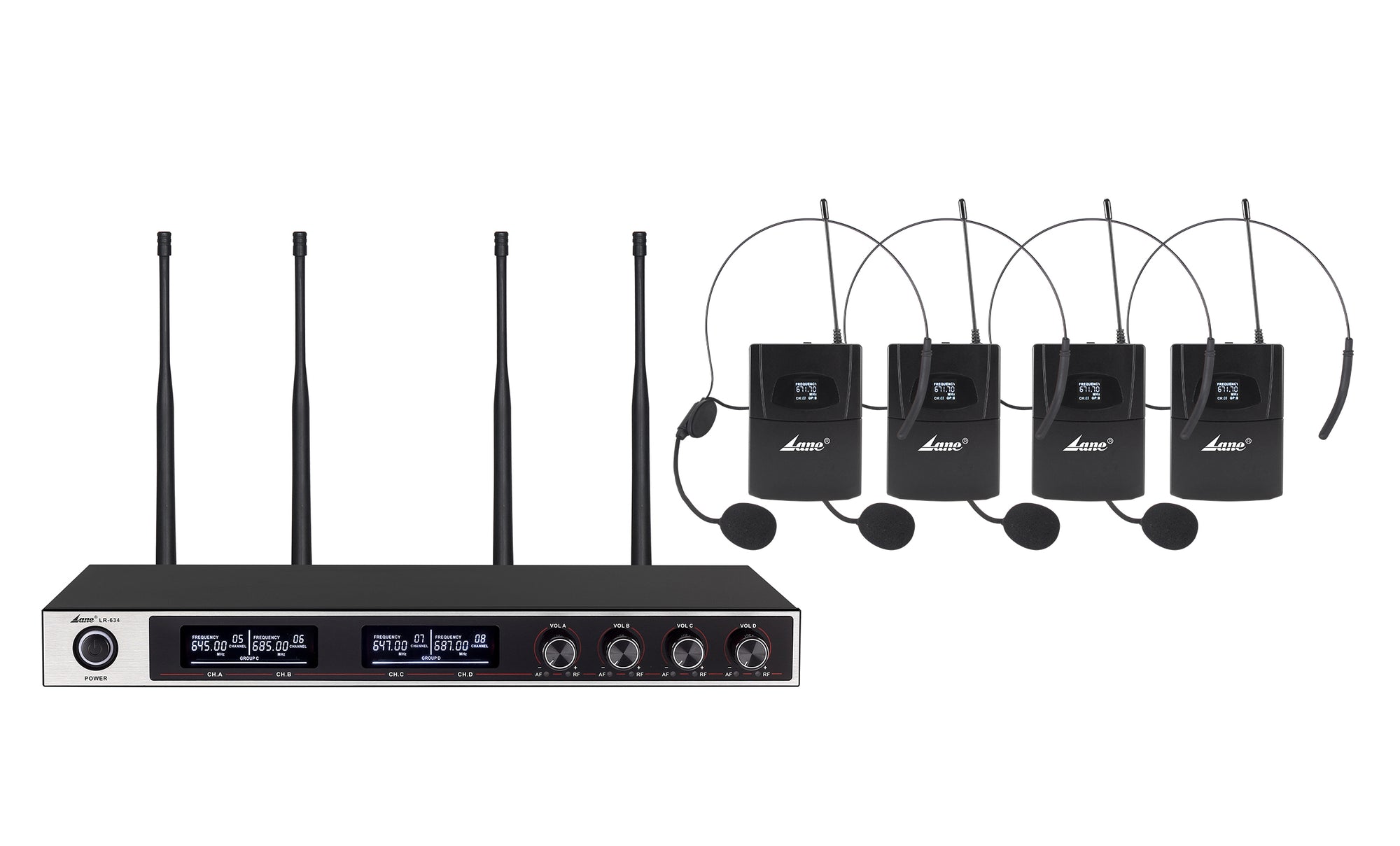 4 Channel Wireless Microphone System 4 Ways UHF Cordless Headset  R-634HS