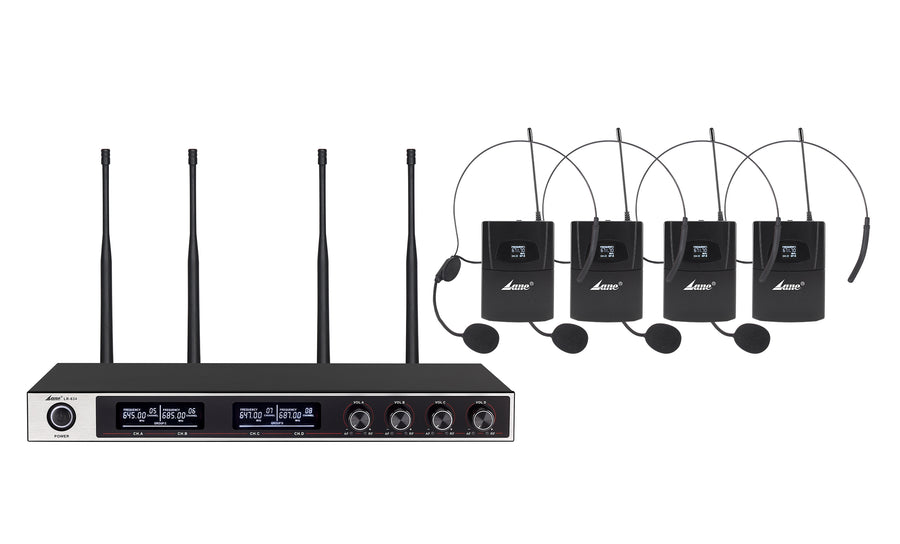 4 Channel Wireless Microphone System 4 Ways UHF Cordless Headset  R-634HS
