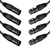 4 Pack 50cm 3-Pin XLR Male to Female Balanced Cable Microphone Mic Cord Black Australian Made