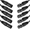 5 Pack 10m 3-Pin XLR Male to Female Balanced Cable Microphone Mic Cord Black Australian Made