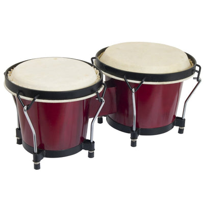 Bongo Drums D037 Set Natural Hide and Timber Double Bongos 6.5 & 7.5 Inch