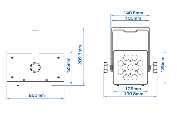 Event Lighting DFXS670 - 9 x 1.9W 365nm UV LED 15 deg spot