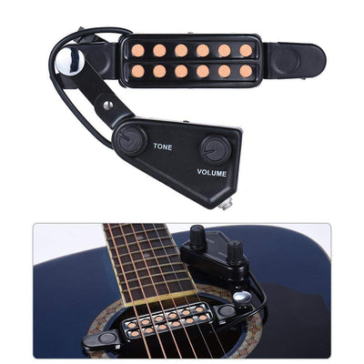 Acoustic Guitar Pickup Upgrade Kit Sound Hole Magnetic Pre Amp with Tone and Volume Control