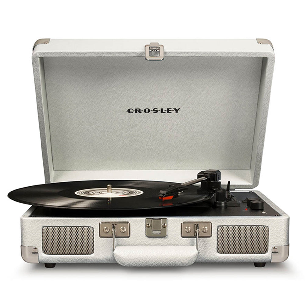 Crosley Cruiser Bluetooth Portable Turntable - White Sands + Bundled Majority D40X Bluetooth Speakers