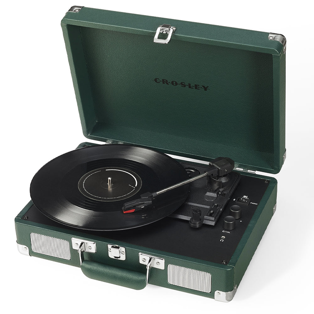 Crosley Cruiser Bluetooth Portable Turntable - Emerald Green + Bundled Crosley Record Storage Crate