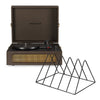 Crosley Voyager Bluetooth Portable Turntable - Cocoa + Gadhouse Vinyl Rack Bundle - Black