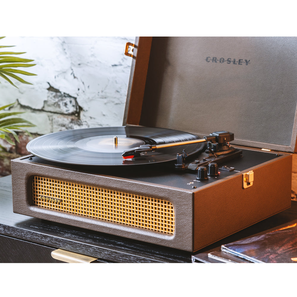 Crosley Voyager Bluetooth Portable Turntable + Entertainment Stand Bundle - Cocoa