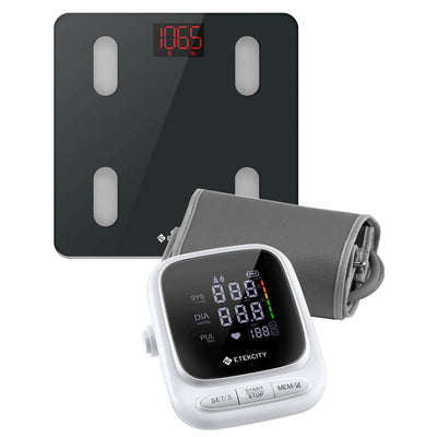 Etekcity Smart Scale for Body Weight, Black & Etekcity Smart Blood Pressure Monitor, White Bundle