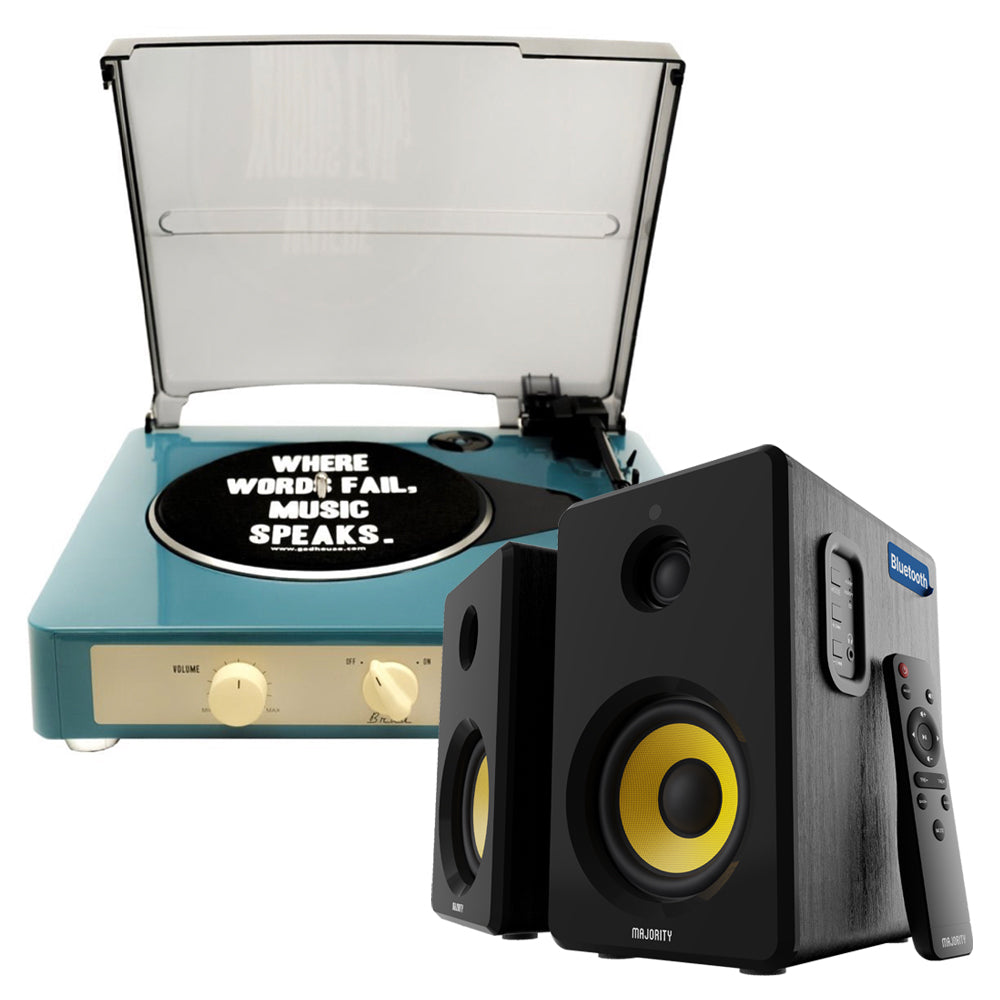 Gadhouse Brad MKII Record Player - Green + Bundled Majority D40X Bluetooth Speakers