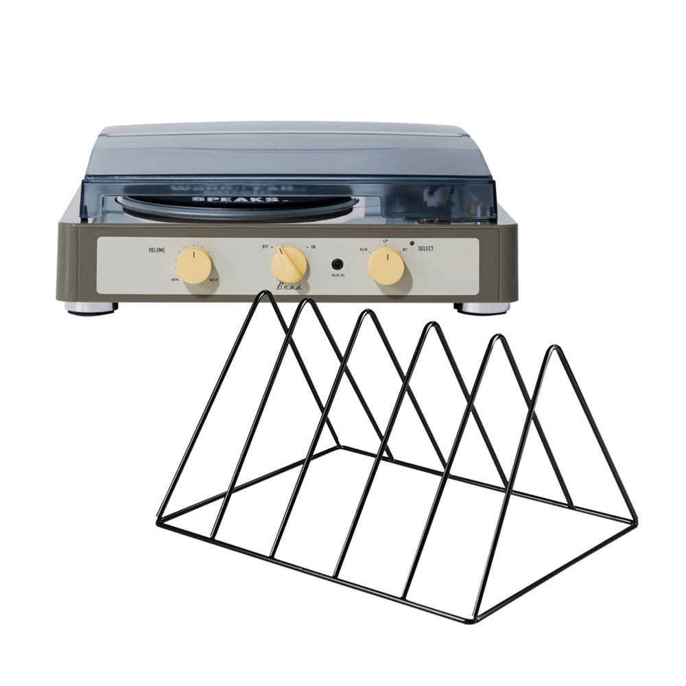 Gadhouse Brad MKII Record Player - Grey + Gadhouse Vinyl Rack Bundle - Black