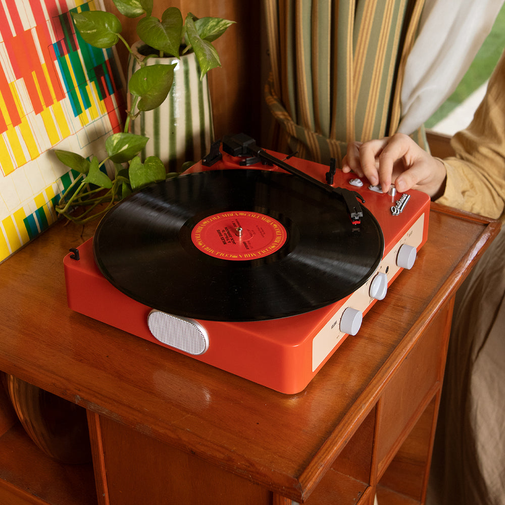Gadhouse Brad MKII Record Player - Tangerine + Bundled Majority D40X Bluetooth Speakers