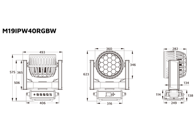 Event Lighting M19IPW40RGBW - 19x 40 W RGBW Outdoor Wash Zoom Head with Pixel Control