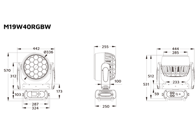 Event Lighting M19W40RGBW - 19x 40 W RGBW LED Pixel Control Wash Zoom Head