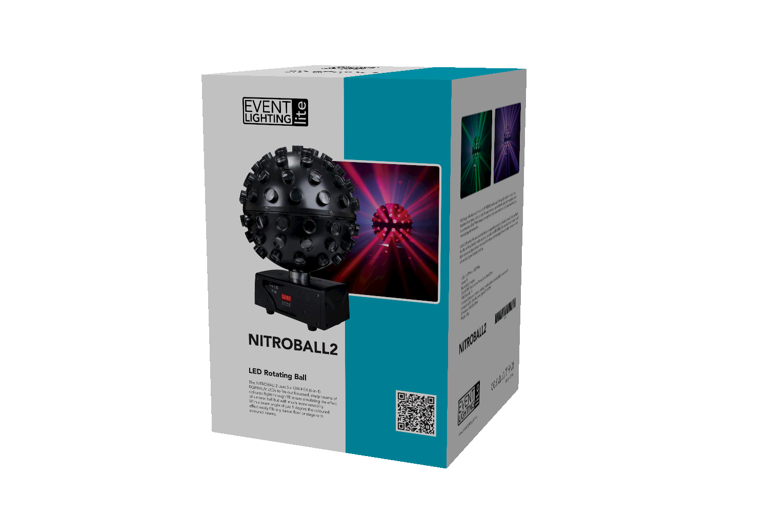 Event Lighting NITROBALL2 - Spherical rotating effect light, 5 x 15W RGBWAUV LED