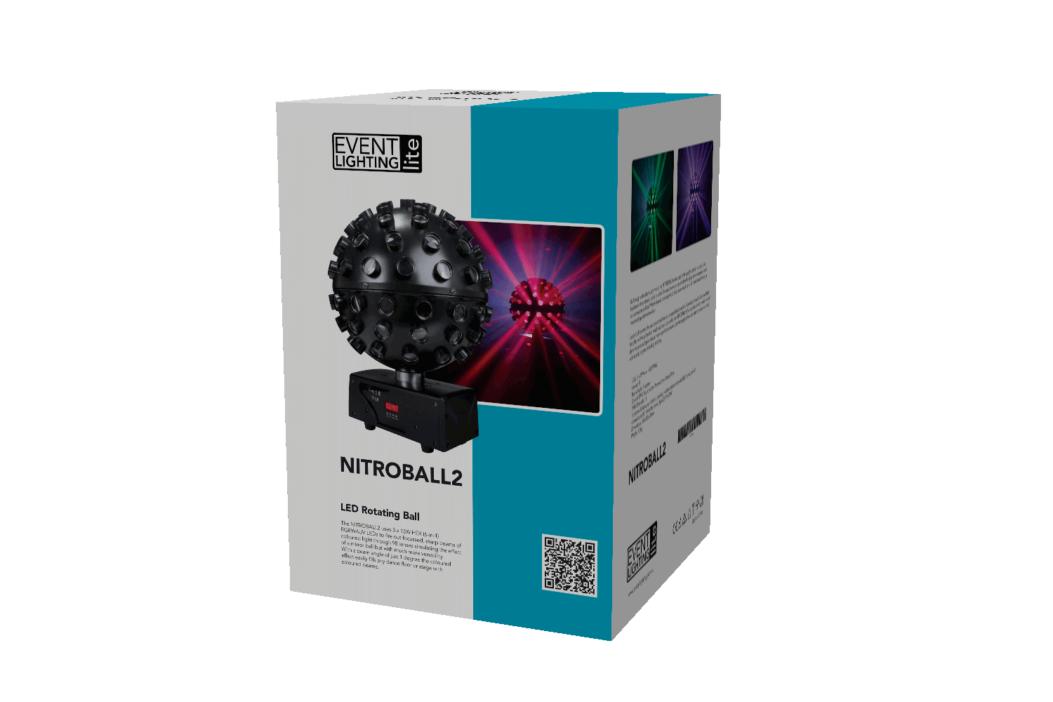 Event Lighting NITROBALL2 - Spherical rotating effect light, 5 x 15W RGBWAUV LED