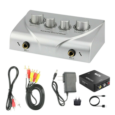 Bluetooth Mixer Mic & Sound Bar Package Karaoke System 2 x Microphone Echo