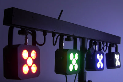 Event Lighting PARBAR4QUAD - Par Bar with 4 Heads of 5x 8W RGBW and Wireless Foot Controller