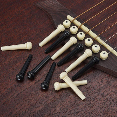 6 X Guitar Bridge Pins Plastic String End Peg Acoustic Guitar Ivoryguitar Black Colour