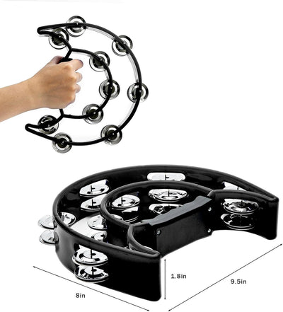 Large Tambourine 40 Bell Double Moon Black Or White Heavy Duty