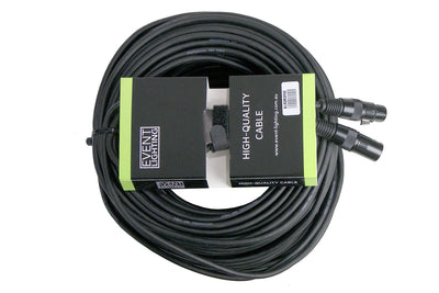 Event Lighting XLR3M3F50 - 3-pin DMX Cable (50m) - black ring