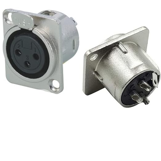 3 Pin XLR Female Socket Metal Panel Mount Chassis Microphone Audio Jack D-Type Connector Adapter