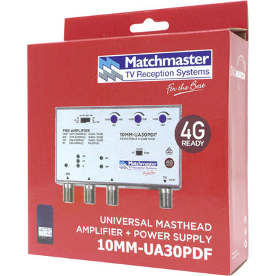 10MM-UA30PDF - 30DB MASTHEAD AMP WITH 4G/5G - FILTER & POWER SUPPLY - MATCHMASTER