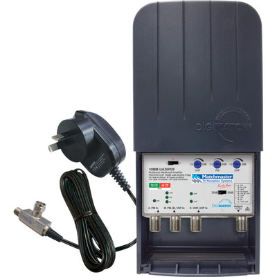 10MM-UA30PDF - 30DB MASTHEAD AMP WITH 4G/5G - FILTER & POWER SUPPLY - MATCHMASTER