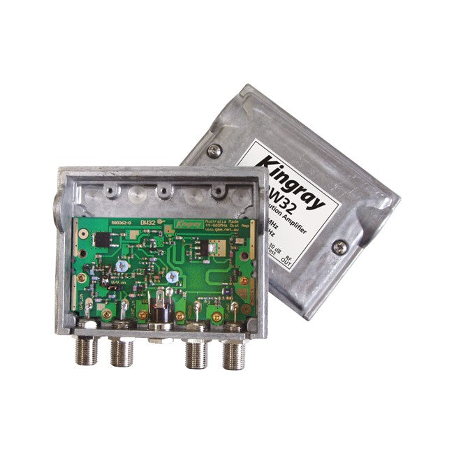 DW32 32DB RF DISTRIBUTION AMPLIFIER INC TEST POINT & VHF/UHF INPUT KINGRAY DW32