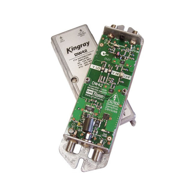 DW42 42DB RF DISTRIBUTION AMPLIFIER INC TEST POINT & VHF/UHF INPUT KINGRAY DW42