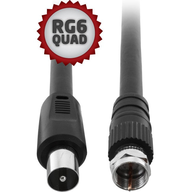 FL6Q-1.5PF - 1.5M RG6QUAD PAL TO 'F' LEAD - PAL TO 'F' FLYLEAD - BLACK - PRO2