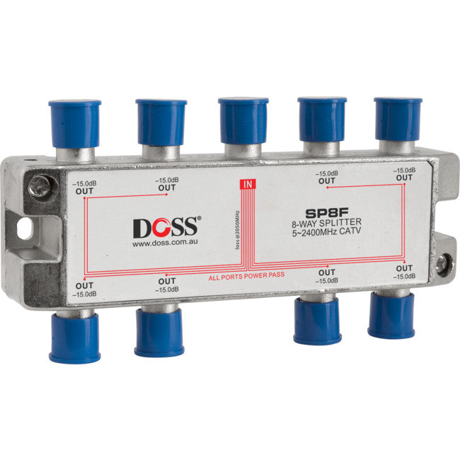 SP8F 8 WAY 'F' SPLITTER OR COMBINER DC PASS THROUGH 2.4GHZ DOSS DOSS CS208B