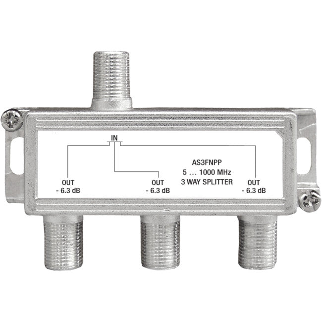 AS3FNPP 3 WAY F-TYPE SPLITTER FOXTEL APPROVED F30224 PCT AS3FNPP