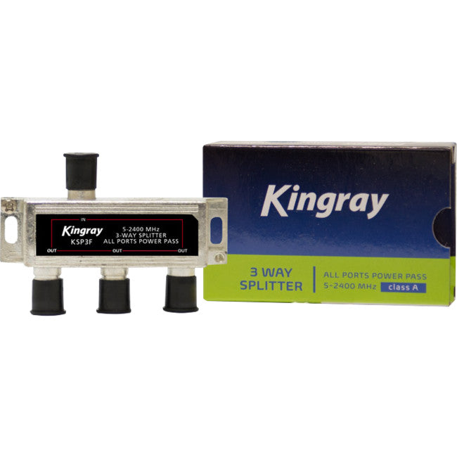KSP3F 3 WAY F-TYPE SPLITTER FOXTEL APPROVED F30951 KINGRAY KSP3F