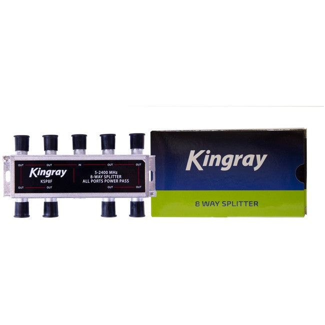 KSP8F 8 WAY F-TYPE SPLITTER FOXTEL APPROVED F30965 KINGRAY KSP8F