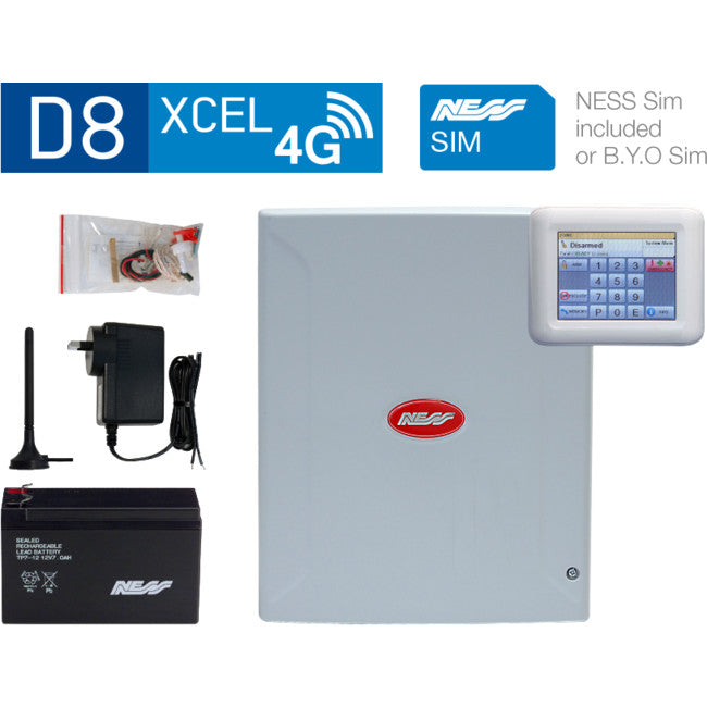 K-9308 - D8XCEL4G PANEL WITH NAVIGATOR - KEYPAD & 4G SIM - NESS